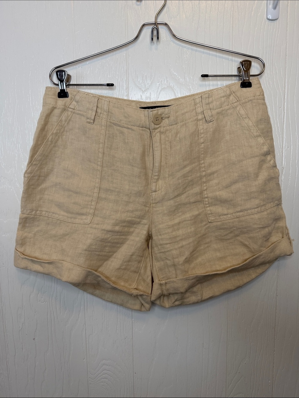 Sanctuary Light Cream 100% Linen Shorts 28